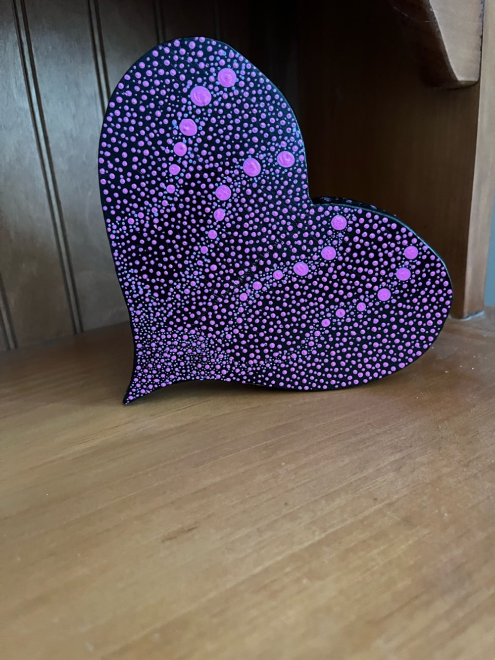 Handpainted Dot Painted Wooden Heart Decor